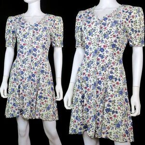 Vintage All That Jazz Dress Floral Y2K 90's Mini Dress Women's 7/8 Small/Medium